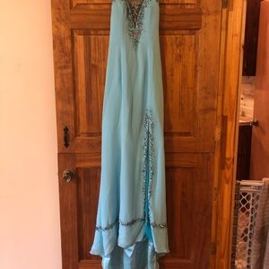 Light blue jeweled prom dress